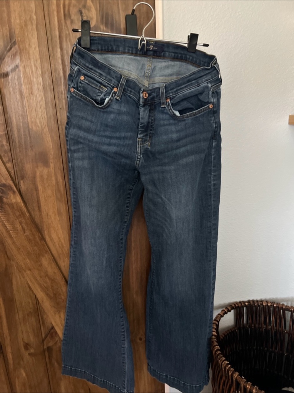 7 For All Mankind Dark Blue Wide Leg Jeans